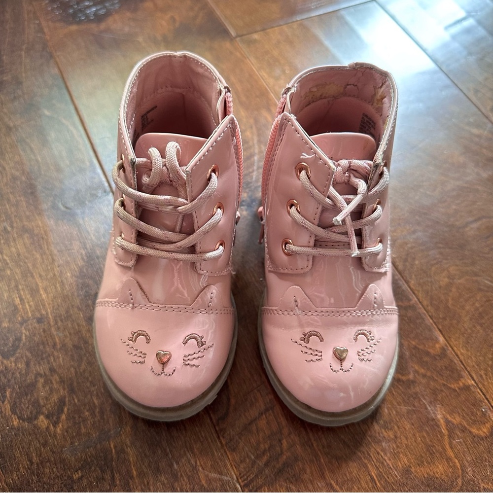 Pink Patent Cat Face Sz 6 Baby Toddler Boots